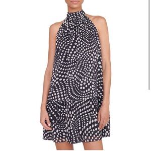 STAUD Womens Marlowe Black Polka Dot Chiffon Shift Dress Size S